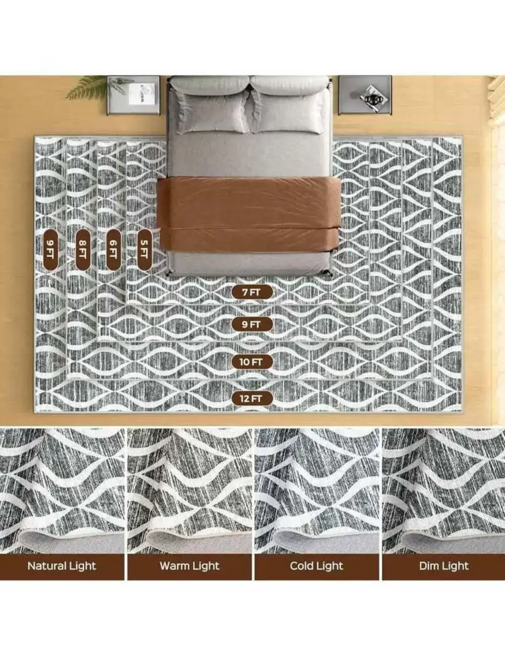 WITSHOCK Boho 8x10 Rugs Washable Non-Slip Thin Indoor Rug Living Room Dining